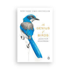 Book cover of The Genius of Birds by Jennifer Ackerman, featuring an illustration of a Scrub Jay against a white background.