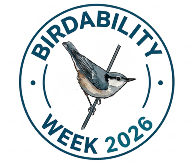 Birdability Week 2026 logo with an illustrated nuthatch perched on a branch, surrounded by the words &ldquo;Birdability Week 2026.&rdquo;